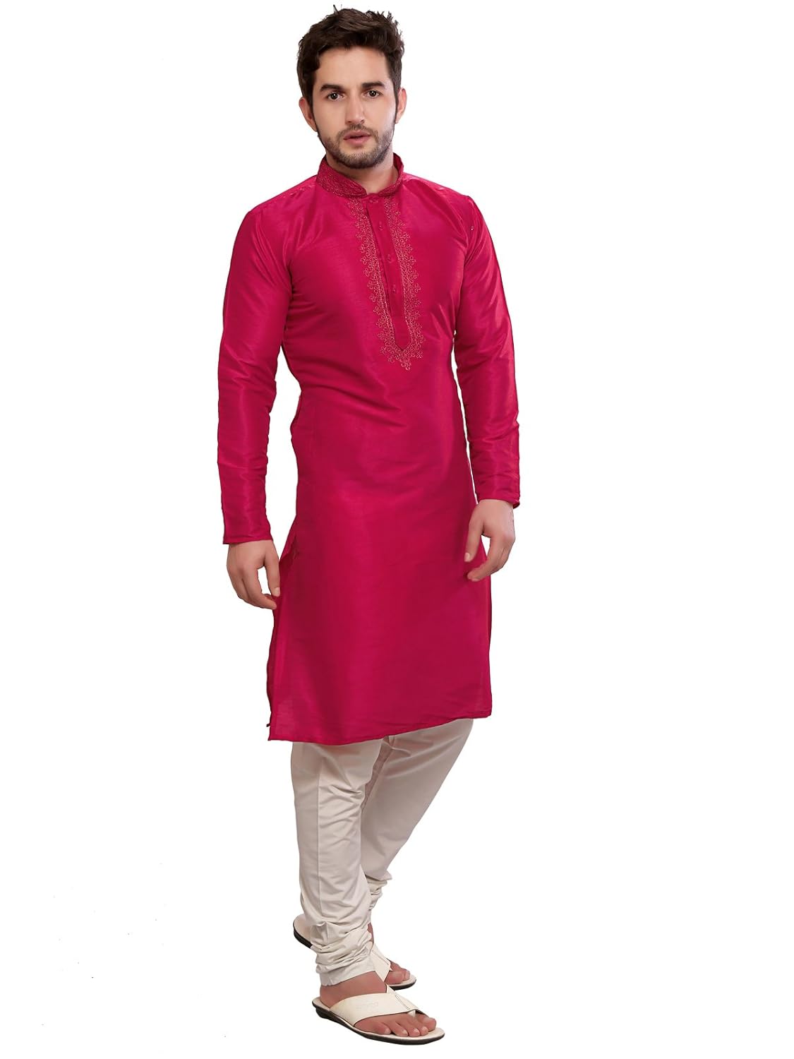 a.b.c. garments pink silk kurta and pyjama set for men