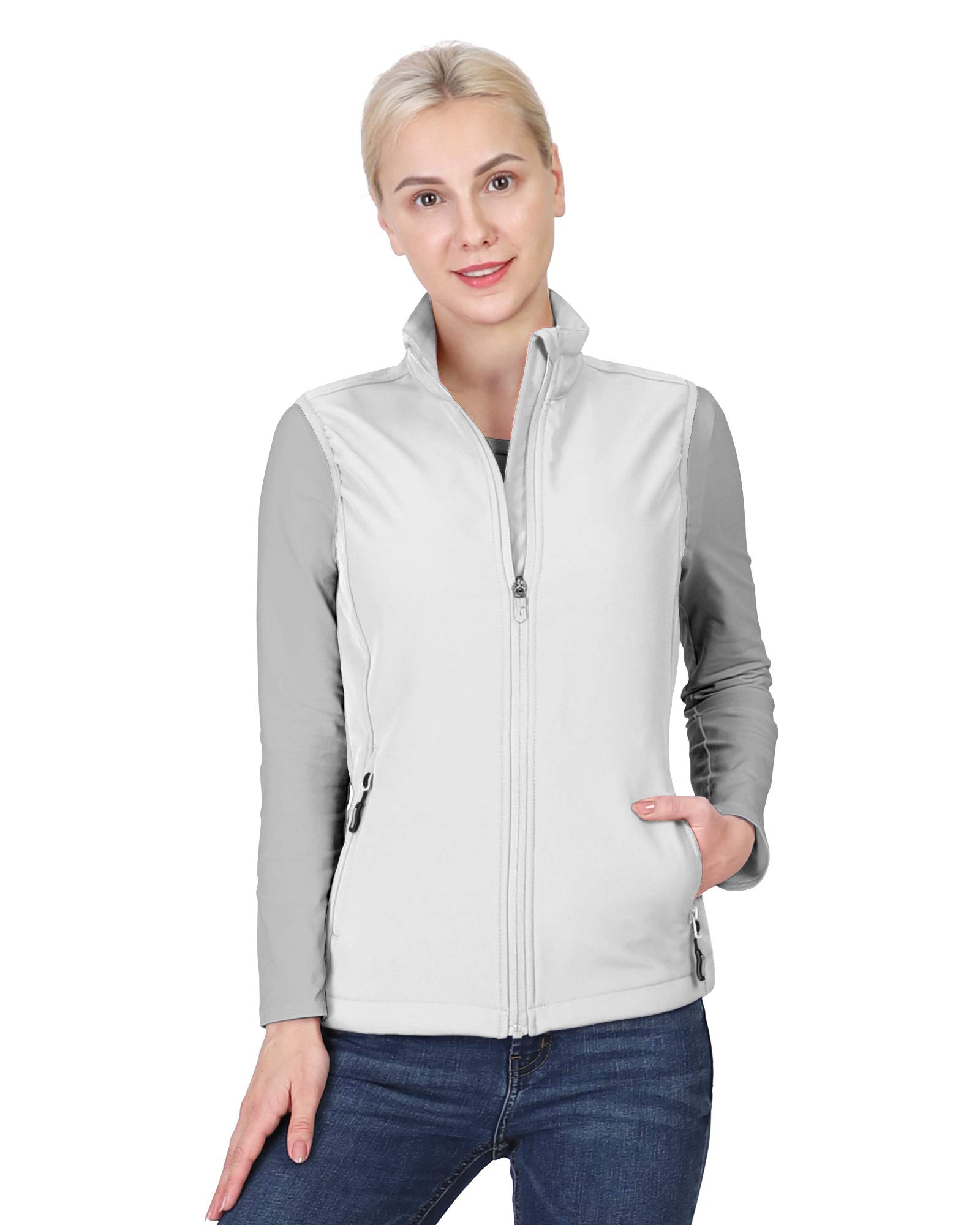 Outdoor VenturesWomen's Lightweight Softshell Vest Windproof Fleece Lined Zip Up Sleeveless Jacket for Running Hiking Golf