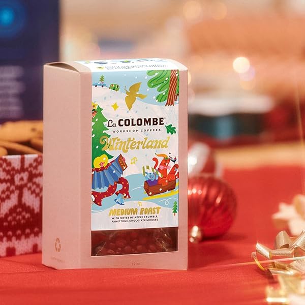 LA COLOMBE WINTERLAND MEDIUM ROAST WHOLE BEAN COFFEE – NOTES OF ROASTED ALMOND, CHOCOLATE MOUSSE & RUM CAKE, 12 OUNCE (PACK OF 1)