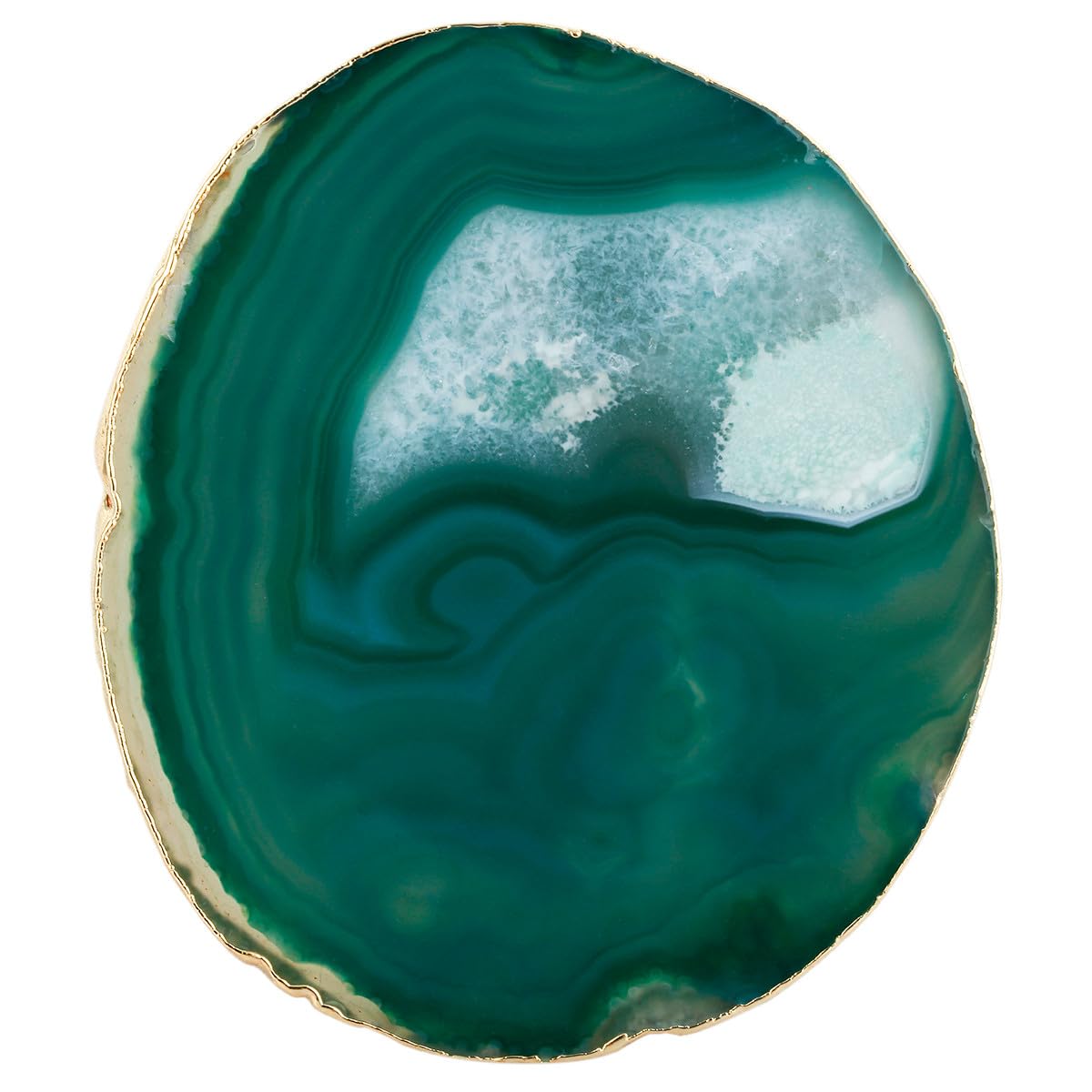 Nupuyai 2pcs Green Agate Slices Cup Mats Coasters for Drink, Irregular Crystal Stone Coaster Set Place Cards for Wedding Home Decor 3.1"-3.9"
