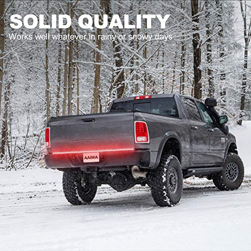 BEEYEO LED Tailgate Light Bar, 60" Triple Row Tailgate LED Light Strip Brake,Running,Sequential Amber Turn Signal,Reverse Tail Light Bar for Pickup Truck Ford Dodge Ram Chevy GMC SUV No Drill Install