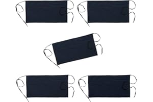 Set of 5 Navy blue Apron for women and men waiters waist aprons with 3 Pockets