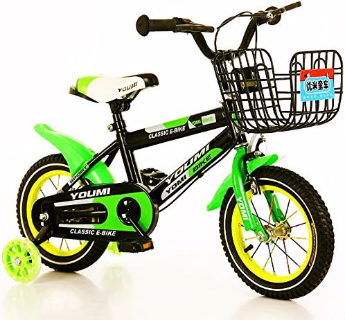 Children's Bicycles Training Wheels Basket Bell Kids Bike Boy's Bikes and Girl's Bikes 12 inch, 14 inch, 16 inch Gifts (green, 12)