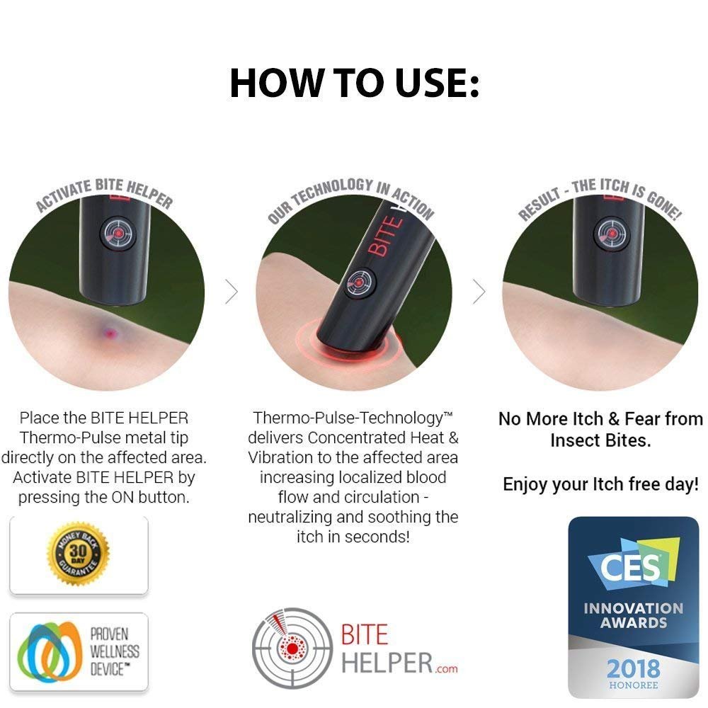 Angoo Mosquito Bite Itching Relief Pen Stopper Reliever Children Adults Electric Anti Itch Tool for The Entire Family (Black)