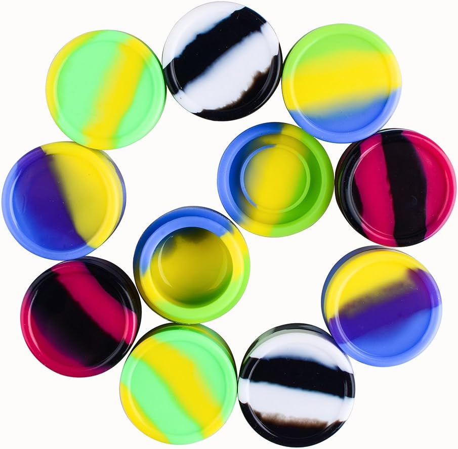 Bynhieo 10Pcs Non-Stick Food Grade Silicone Wax jar Containers 5ml Wax Oil Multi Use Storage Jars, Assorted Colors