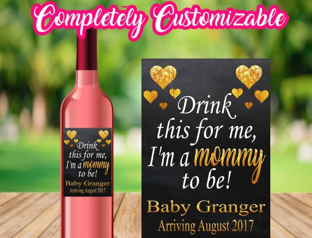 Drink This For Me I'm A Mommy To Be Wine Label Sticker Personalized Customize Party Gift Favor Celebration Baby Shower Announcement New Baby