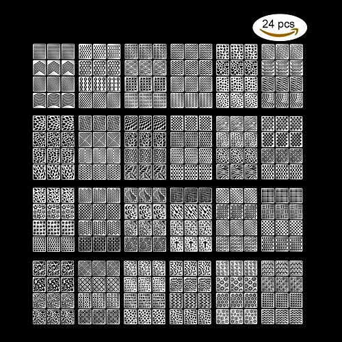 Teenitor 96 Designs Nail Vinyls Stencil Stickers Set, 24 Sheets Cute Easy Nail Art Nail Vinyls Nail Stencil Sheets, 288 Pieces