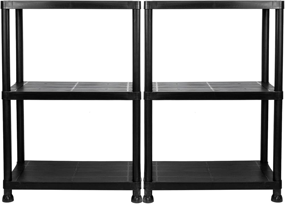 TekBox Garage Storage Shelves Black Plastic 3 4 or 5 Tier Unit