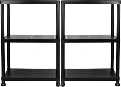 TekBox Garage Storage Shelves Black Plastic 3 4 or 5 Tier Unit