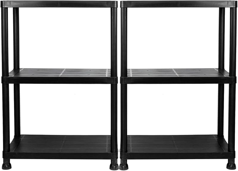 TekBox Garage Storage Shelves Black Plastic 3 4 or 5 Tier Unit