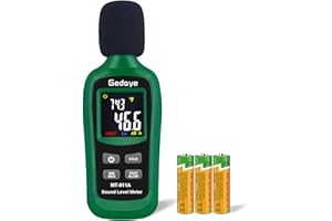 Noise Decibel Meter, Gedaye Digital Sound Level Meter & Thermometer, SPL Meter 35 to 135dBA Range, LCD Backlit Display, A-Weighting, Max/Min Measurement, Data Hold, Noise Tester for Office, Factory
