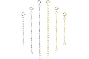 6pcs Necklace Extender Chains, 2 Inch 3 Inch 4 Inch Stainless Steel Jewelry Extenders Bracelet Extender Chain Extension Set f