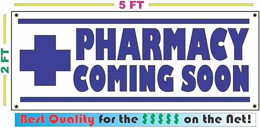 Amazon Com Pharmacy Coming Soon 2x5 Banner Sign Blue Kitchen