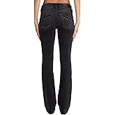 Miss Me Women's Onyx Border Stitched Faux Flap Pockets Mid-Rise Bootcut Jeans