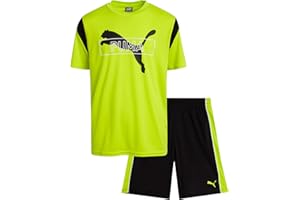 PUMA Boys' Active Shorts Set - 2 Piece Dry Fit T-Shirt and Performance Gym Shorts - Activewear Clothing Set for Boys (S-L)