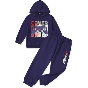 Cakaner Boys Sweatsuit Graphic Printed Hoodie Sweatshirt and Jogger Pant Sets Sizes 5-12