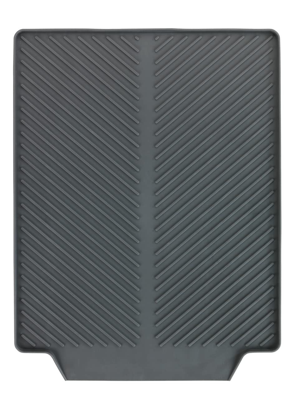 WENKO Linea Dish Drainer Mat with Tilted Surface for Optimal Water Drainage Made of Durable Plastic 40 x 3 x 30 cm Grey