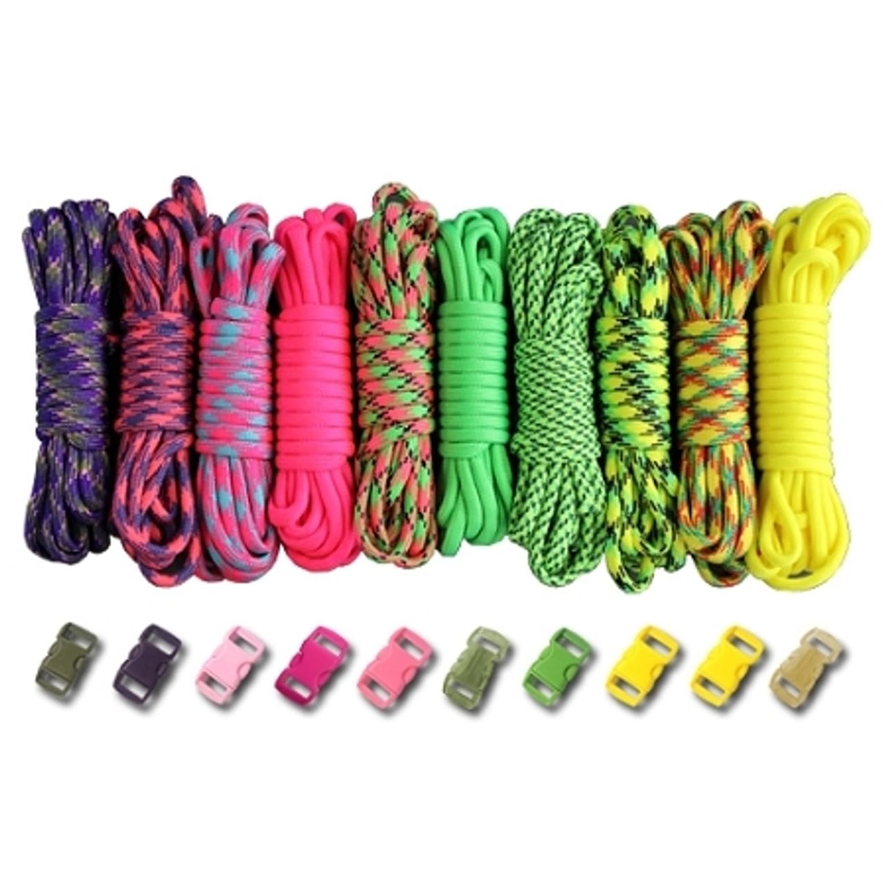 PARACORD PLANET 550lb Type III Paracord Combo Crafting Kits with Buckles Summer