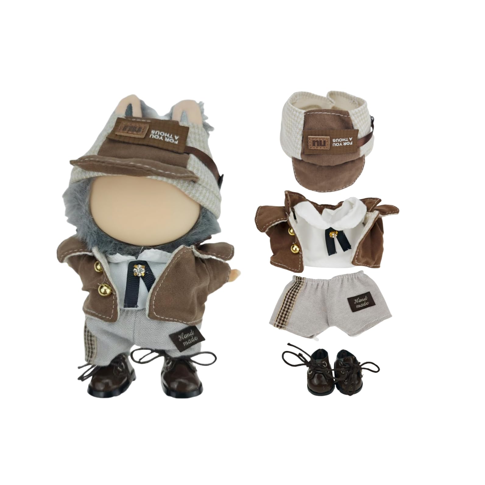 17cm Doll Clothes - Suit for 6.7 inches Doll Outfit，Clothing for Dolls Accessories, Cute Doll Clothes for Dress up (Brown suit)