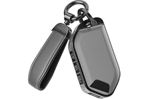 SEIKULECA for Kia Key Fob Cover Accessories- Matte TPU Key Fob Cover with Leather Keychain for Telluride，Carnival,K5 gt line，K5，Forte，K4，Sorento，Sportage and More. (Matte Gray, Model 1)