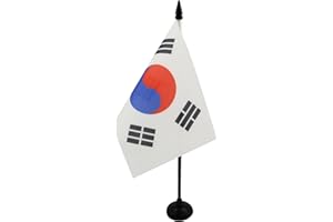 AZ FLAG - South Korea Table Flag 15x10 Cm - South Korean Office Flag 100% Polyester 4'' x 6'' - Mini Desk Flag with 25 Cm Pol