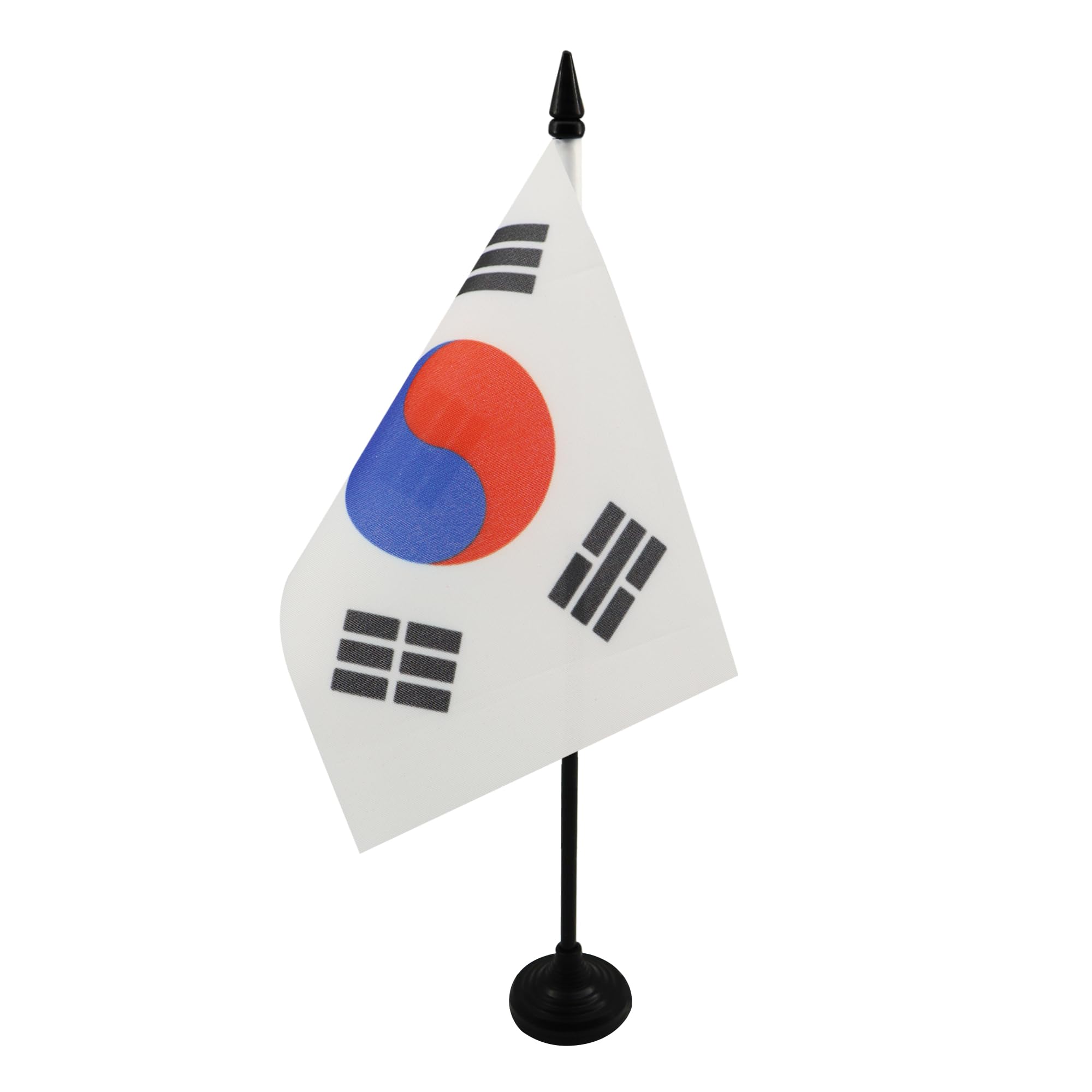 AZ FLAG - South Korea Table Flag 4'' x 6'' - South Korean Office Mini Banner 100% Polyester 15 x 10 cm - Mini Desk Flag with 10'' Pole and Black Plastic Base โ image 1