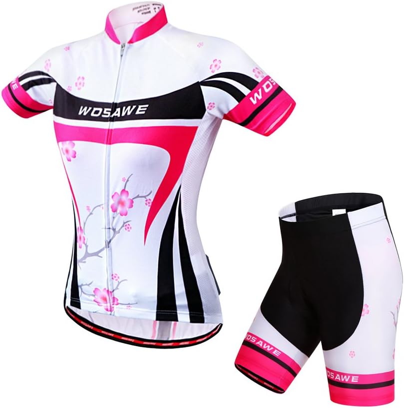 Women's Cycling Suits Summer Short Sleeve Bike Jersey/Bicycle Top and 4D Padded Shorts Set