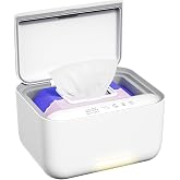 Baby Wipe Warmer Dispenser Holder with 3 Level Surround Temperature Control，Diaper Water Wipe Holder Container with Light for Wipe, Towel, Wet Tissue (White)