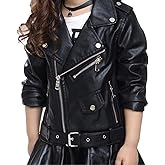 Miwentor Girls Leather Jacket Kid Outwear Solid Color Zipper Faux Leather Spring Autumn Pu Jacket