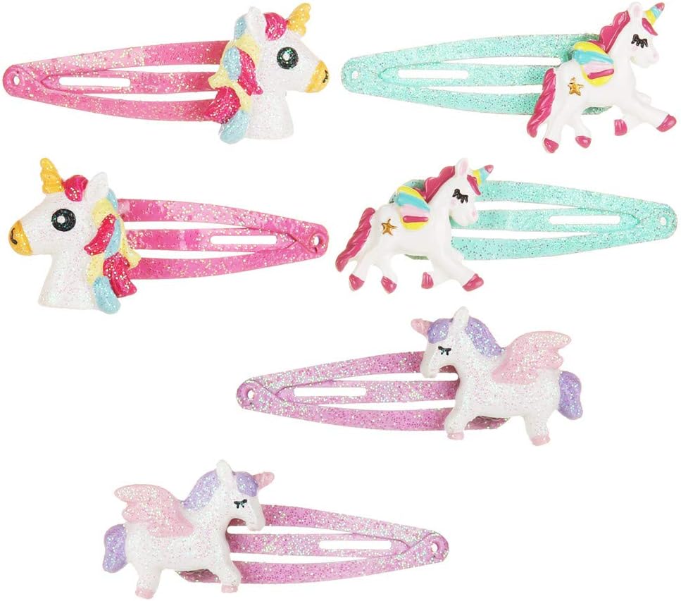 Toddler Girls Glitter Unicorn Snap Clips,Lovely Unicorn Hair Clip for