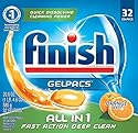 Finish All In 1 Gelpacs, Orange 32 Tabs, Dishwasher Detergent Tablets