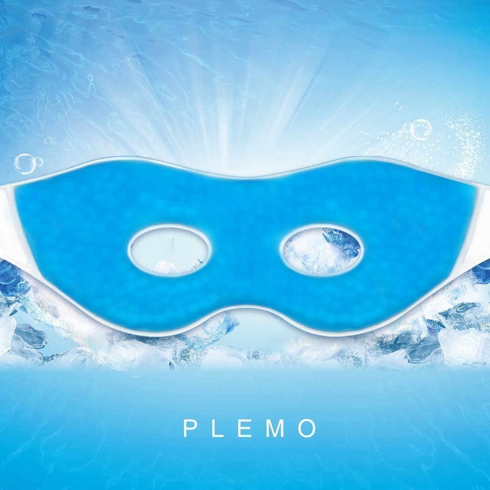 Plemo Sleep Mask, Ultra-Soft Gel Beads Eye Shade Cool & Warm Therapy SPA for Puffy Eyes Black Eyes 