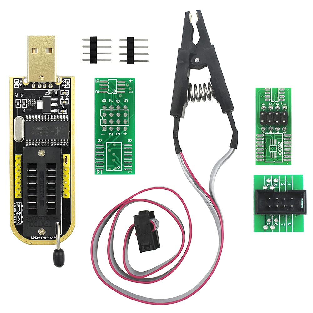 Photo 1 of KeeYees SOP8 SOIC8 Test Clip and CH341A USB Programmer Flash for Most of 24 25 Series BIOS Chip with PDF Tutorial
