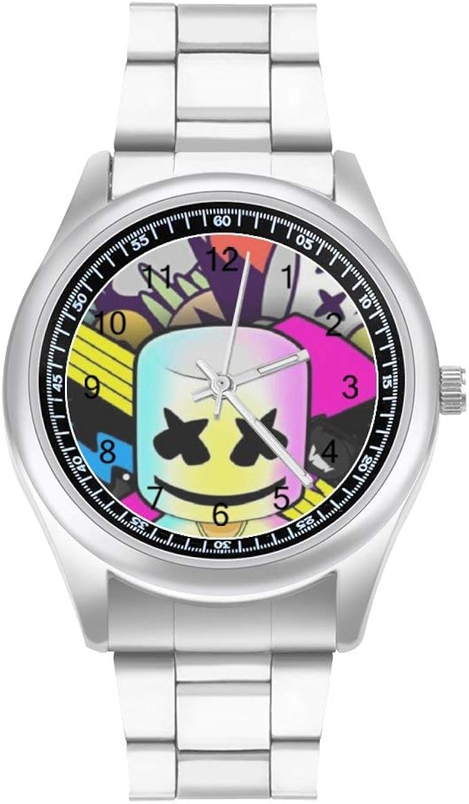 Amazon マシュメロ Marshmello 高い人気dj 腕時計 メンズ腕時計 ファッション ビジネス カジュアル メタルバンド 時計 ス テンレススチール 高級 防水 軽量 ローマ数字 ダイヤル 時計 男性用 ユニセックス 高校生 紳士 父の日 プレゼント メンズ腕時計 腕時計 通販