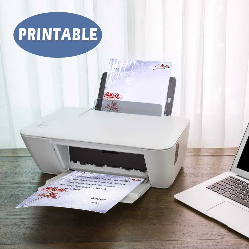 Stationary Set Japanese Stationery Letter Writing Paper, 48 Pack Stationary paper and envelopes set Ink Painting Design - 48 Stationary papers + 24 Envelopes : Office Products