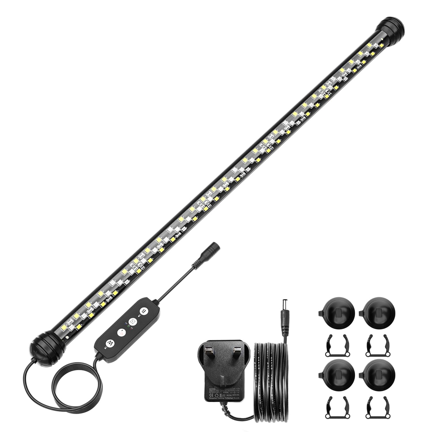 SEAOURA Led Aquarium Light with Timer, Submersible Aquarium Plant Light, Fish Tank Light with Auto On/Off, 3 Lighting Modes, Adjustable Brightness, 10W (48cm)