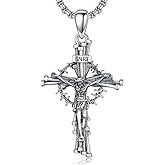 Swordgod Cross Necklace Valentine's Day Gifts 925 Sterling Silver Cross Pendant Fathers Day Birthday for Men Father Dad Brother Husband Son