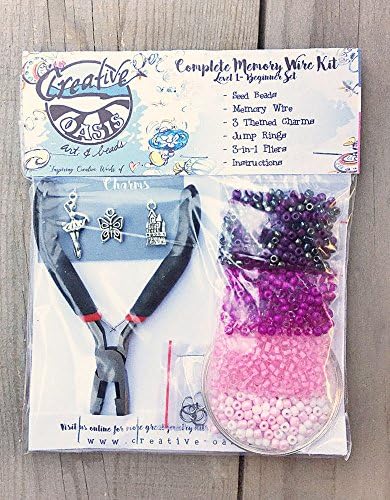 Creative Oasis Complete Jewelry Making Starter Kit for Teens and Adults. Memory Wire for Bracelets, Glass Seed Beads, Charms, Jump Rings and Pliers. (Bead Set, Fairy Tale)