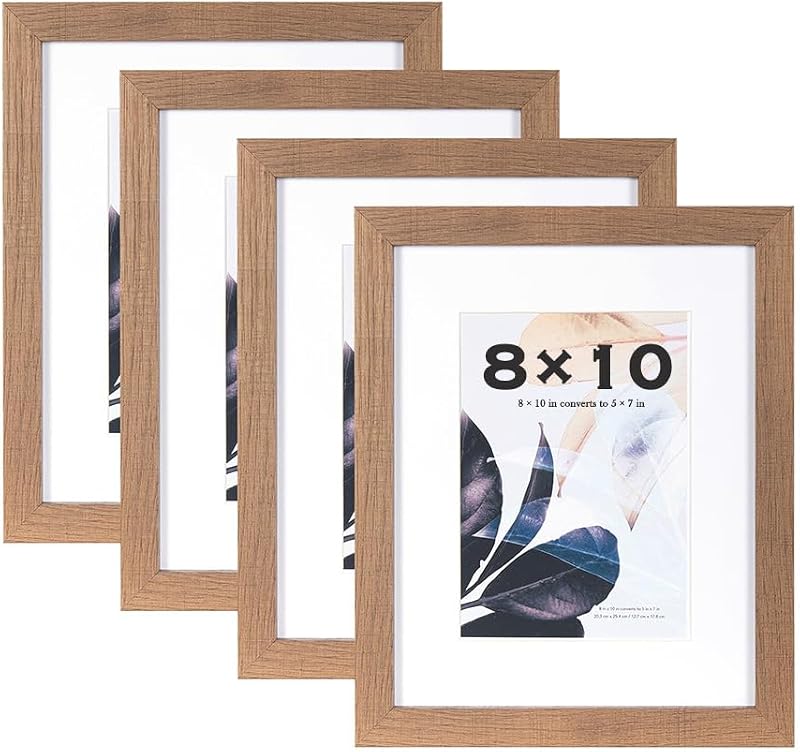 Scholar Tree Brown 10x8 Photo Frames Set of 4 Wooden MDF with Passepartout