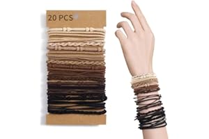 20 PCS Boho Hair Ties, Elastic Bracelets Hair Ties for Thick or Thin Hair, Ponytail Holders, 5 Styles