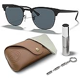 Ray-Ban RB3716 CLUBMASTER METAL Square Shaped Sunglasses for Men & Women with Official RAYBAN Eyewear Kit