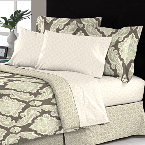 6 - 8 Piece Complete Bed in a Bag Set Includes Sheet set and Bedskirt by Morgan Home (Queen, East Thornton)