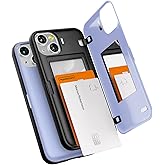 GOOSPERY Magnetic Door Bumper Compatible with iPhone 13 Case, Card Holder Wallet Easy Magnet Auto Closing Protective Dual Layer Sturdy Phone Back Cover - Purple