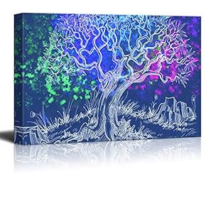 Wall26-Canvas Wall Art-Color Tree Oil Painting for Living Room-Giclee Painting Wall Bedroom Living House Decoration Home Art - 12x18 inches