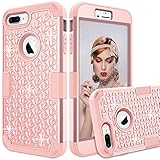 GreenElec iPhone 7 Plus Case - Diamond Studded Bling Rhinestone - Hybrid Heavy Duty Dual Layer Armor Defender Protective Rubber Case with Fit Perfect Shock Absorbing Scratch Proof