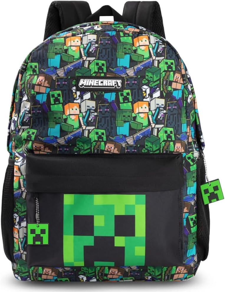 Minecraft Steve & Creeper Multicolour Backpack Graphic Print School Bag