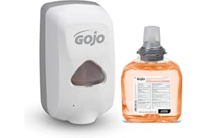 GOJO Premium Foam Antibacterial Handwash Fresh Fruit Scent, TFX Starter Kit, 1-1200 mL Foam Hand Soap Refill + 1 TFX Dove Grey Touch-Free Soap Dispenser - 5362-D1