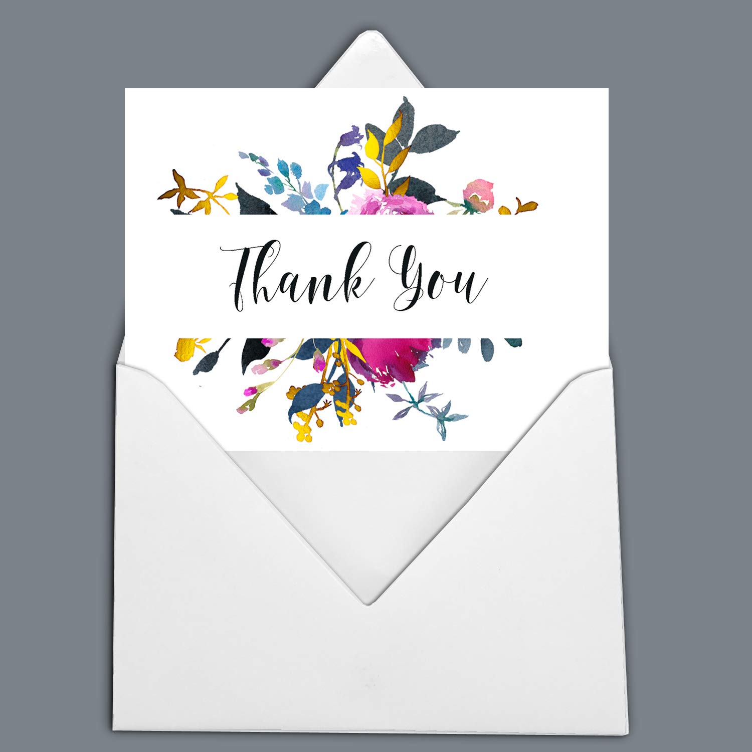 Darling Souvenir White Floral Thank You Card Thank You Notes Business Sympathy Greeting Cards With Envelope - 36 Pcs