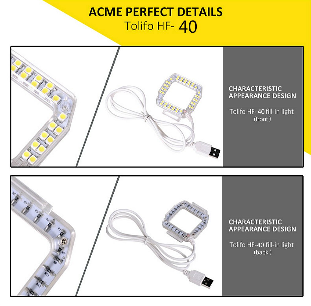 Tolifo HF40 LED Light LED Ring Shooting Night Flash Light for GoPro Hero 3+, Hero 3 Plus, Hero 4