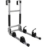 Camco RV Camper Ladder Mount Folding Bike Rack, Heavy-Duty Steel, 51492 | Carries 2 at Once, 60 lb Combined Limit, Form-Fit Cradles, Extra Straps Included, Installs Without Tools